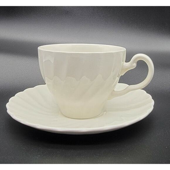 Johnson Bros. Regency Swirl White Tea Cup and Saucer Set - Picture 1 of 11